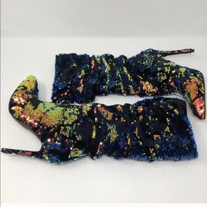 BLUE MULTI SEQUIN BOOTS